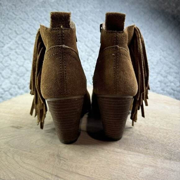 Steve Madden Ohio Brown Suede Fringe Ankle Boots With Zipper‎ Womens Size 7.5 - Picture 6 of 11